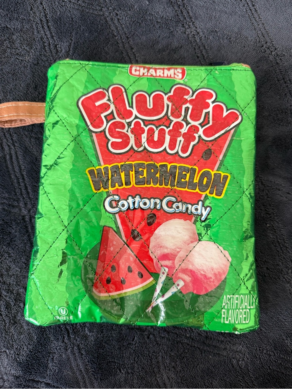 NEW Upcycled Charms Fluffy Stuff Watermelon Cotton Candy Quilted Pouch